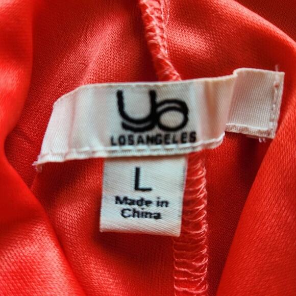 YA LOS ANGELES Coral Orange Silk Blend High-Neck Lined Mini Dress Womens Large L - Picture 4 of 12